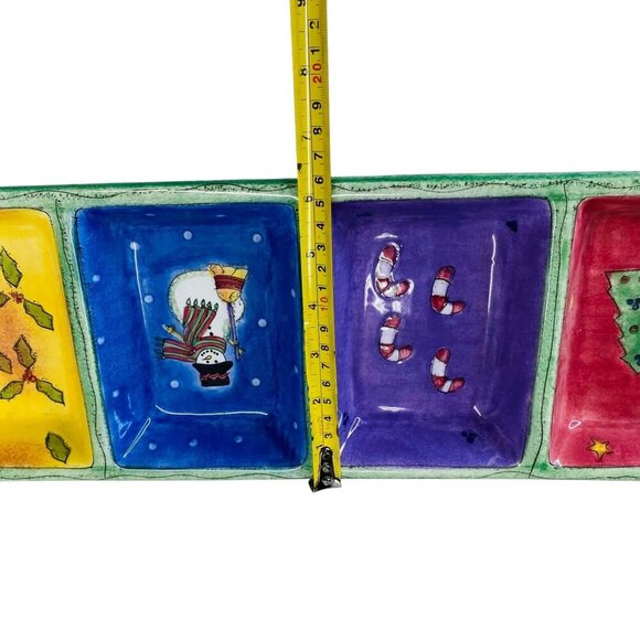 Sango Sweet Shoppe Christmas 4-Part Relish Tray Snowman Candy Holly Sue Zipkin - Picture 3 of 6